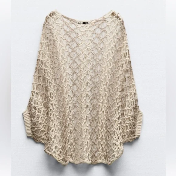 ZARA crochet knit top SZ M - Picture 1 of 6